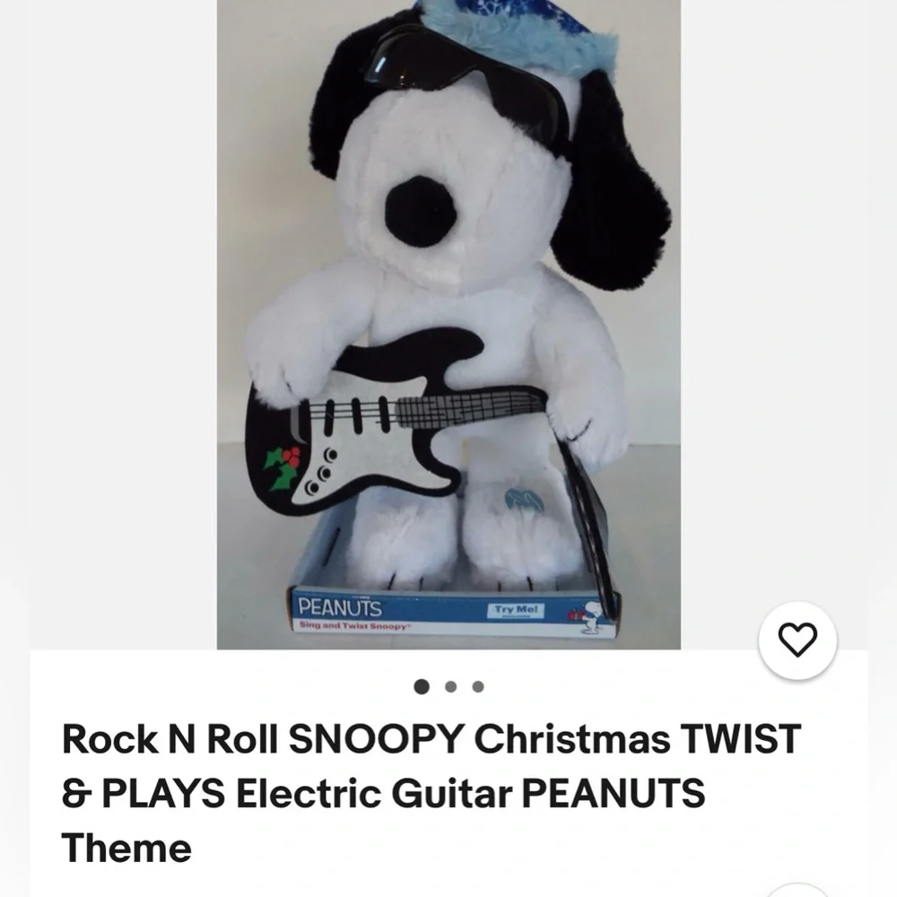 Peanuts Christmas Snoopy Plush with Guitar - He plays the Peanuts Song - Picture 4 of 4